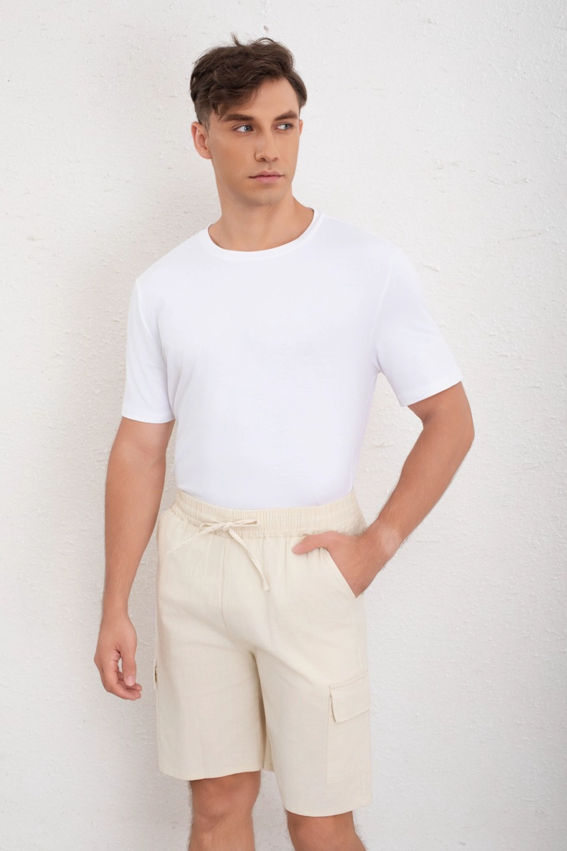 SHORT CARGO BERMUDA HOMBRE TIPO LINO TEMPORADA PRIMAVERA VERANO 7145 - 3