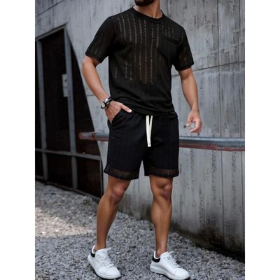 CONJUNTO HOMBRE SHORT Y POLERA TEXTURADO TENDENCIA URBANA 6163 - 2