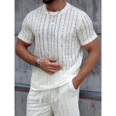 POLERA HOMBRE MANGA CORTA TEJIDA ESTILO CASUAL VERANO 0260 - 1
