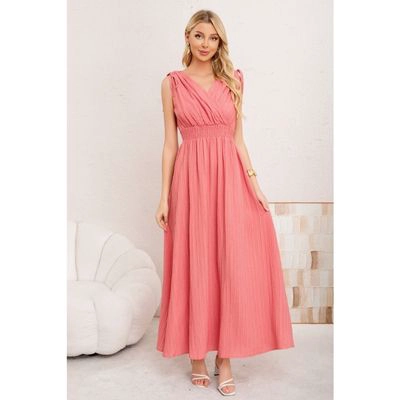 MAXI VESTIDO LARGO MUJER CASUAL EVENTOS TEXTURIZADO SIN MANGA 3374 - 1