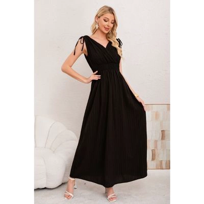MAXI VESTIDO LARGO MUJER CASUAL EVENTOS TEXTURIZADO SIN MANGA 3374 - 1