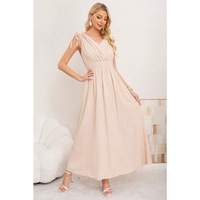 MAXI VESTIDO LARGO MUJER CASUAL EVENTOS TEXTURIZADO SIN MANGA 3374 - 1