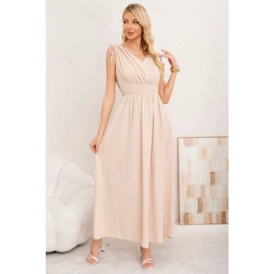 MAXI VESTIDO LARGO MUJER CASUAL EVENTOS TEXTURIZADO SIN MANGA 3374 - 2