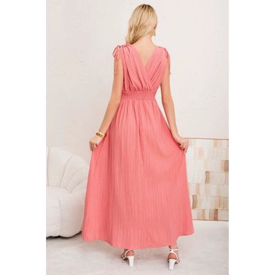 MAXI VESTIDO LARGO MUJER CASUAL EVENTOS TEXTURIZADO SIN MANGA 3374 - 3
