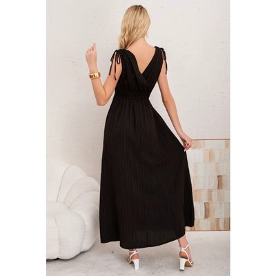 MAXI VESTIDO LARGO MUJER CASUAL EVENTOS TEXTURIZADO SIN MANGA 3374 - 3