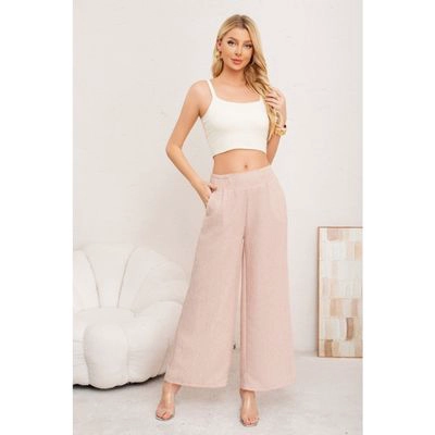 PANTALON PALAZZO MUJER VERANO CASUAL PRETINA ALTA JASPEADO 3010 - 1