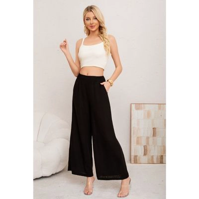 PANTALON PALAZZO MUJER VERANO CASUAL PRETINA ALTA JASPEADO 3010 - 2
