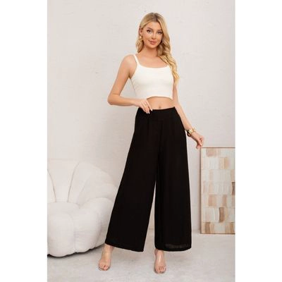 PANTALON PALAZZO MUJER VERANO CASUAL PRETINA ALTA JASPEADO 3010 - 3