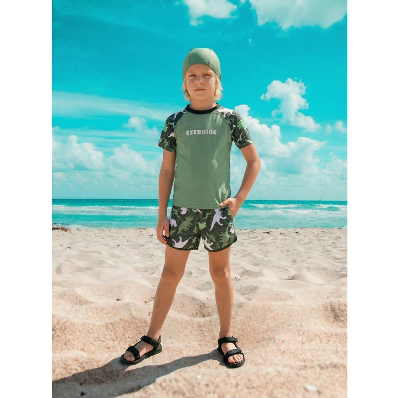 CONJUNTO DE BAÑO NIÑOS SHORT POLERA Y GORRO SECADO RAPIDO 8003 - 2