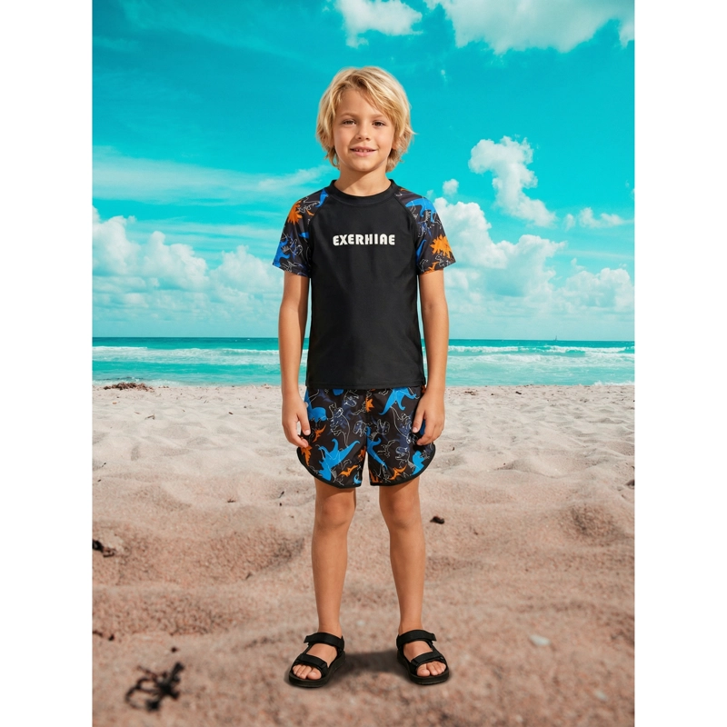 CONJUNTO DE BAÑO NIÑOS SHORT POLERA Y GORRO SECADO RAPIDO 8003 - 3