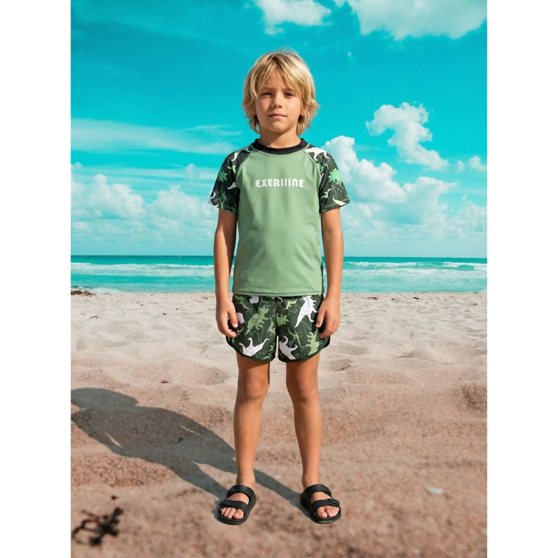 CONJUNTO DE BAÑO NIÑOS SHORT POLERA Y GORRO SECADO RAPIDO 8003 - 3