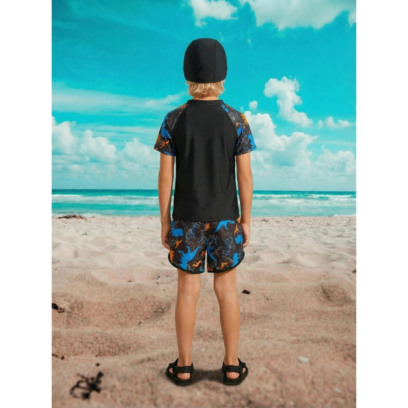 CONJUNTO DE BAÑO NIÑOS SHORT POLERA Y GORRO SECADO RAPIDO 8003 - 4
