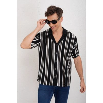 CAMISA HOMBRE HILO ALGODON VERANO DISEÑO LINEAS CALIDAD PREMIUM 7225 - 1