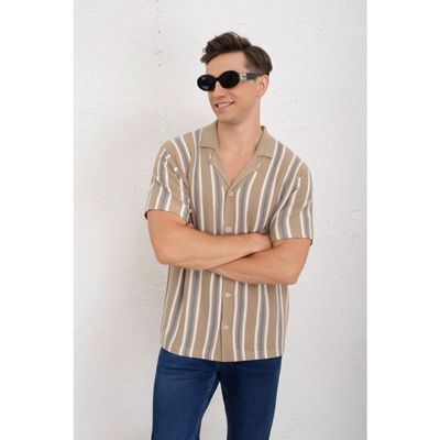 CAMISA HOMBRE HILO ALGODON VERANO DISEÑO LINEAS CALIDAD PREMIUM 7225 - 3