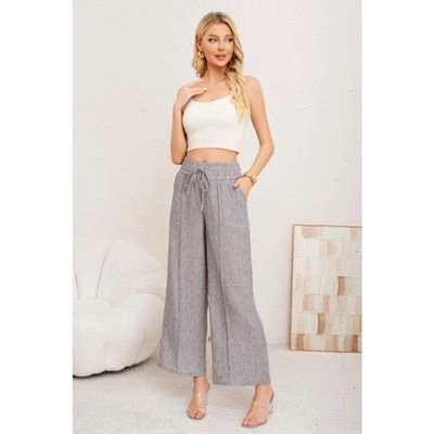 PANTALON PALAZZO MUJER VERANO CASUAL PRETINA ALTA LINEA 3009 - 2