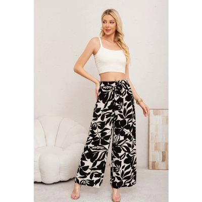 PANTALON MUJER PALAZZO FLOREADO TIPO LINO PRETINA ALTA ELASTICADO 3008 - 1
