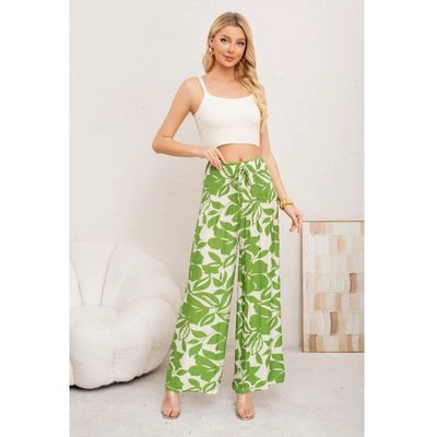 PANTALON MUJER PALAZZO FLOREADO TIPO LINO PRETINA ALTA ELASTICADO 3008 - 2