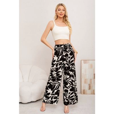 PANTALON MUJER PALAZZO FLOREADO TIPO LINO PRETINA ALTA ELASTICADO 3008 - 2