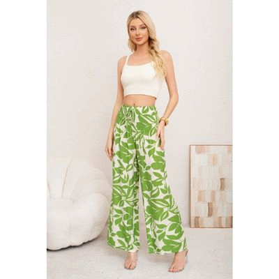 PANTALON MUJER PALAZZO FLOREADO TIPO LINO PRETINA ALTA ELASTICADO 3008 - 3