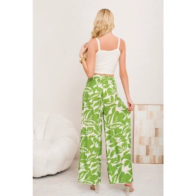 PANTALON MUJER PALAZZO FLOREADO TIPO LINO PRETINA ALTA ELASTICADO 3008 - 4
