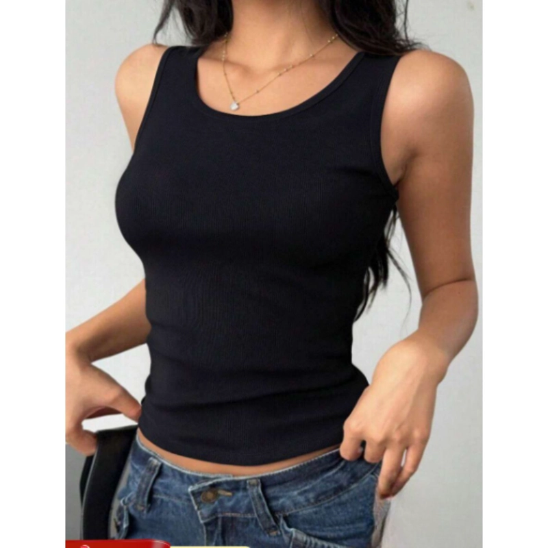 CAMISETA MUJER ELASTICADA SIN MANGA ACANALADA ALGODON MUSCULOSA 7612 - 2