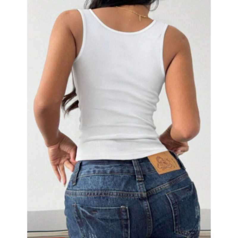 CAMISETA MUJER ELASTICADA SIN MANGA ACANALADA ALGODON MUSCULOSA 7612 - 4