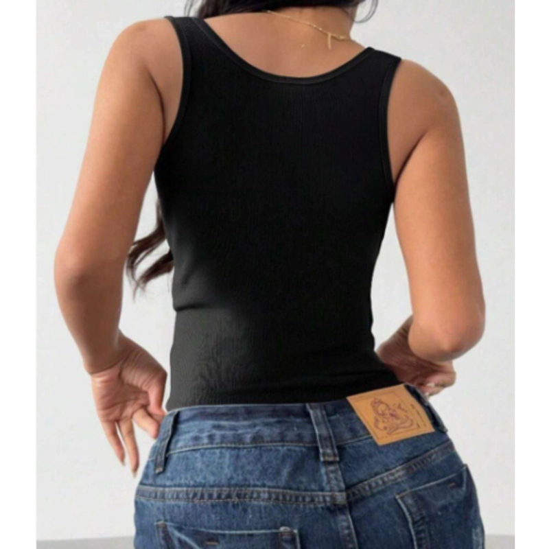 CAMISETA MUJER ELASTICADA SIN MANGA ACANALADA ALGODON MUSCULOSA 7612 - 4