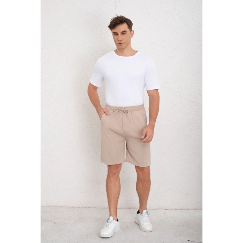 SHORT HOMBRE BERMUDA HOLGADO TIPO LINO PANTALON CORTO CASUAL 7148 - 1