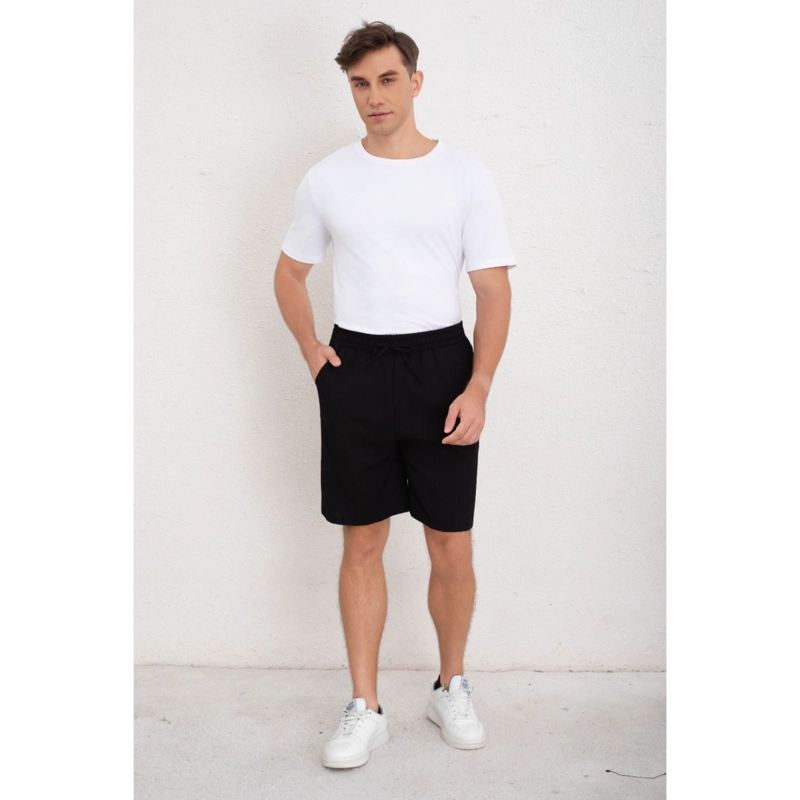 SHORT HOMBRE BERMUDA HOLGADO TIPO LINO PANTALON CORTO CASUAL 7148 - 1
