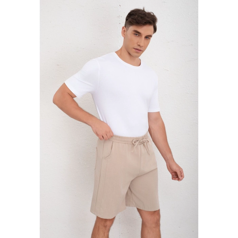SHORT HOMBRE BERMUDA HOLGADO TIPO LINO PANTALON CORTO CASUAL 7148 - 2