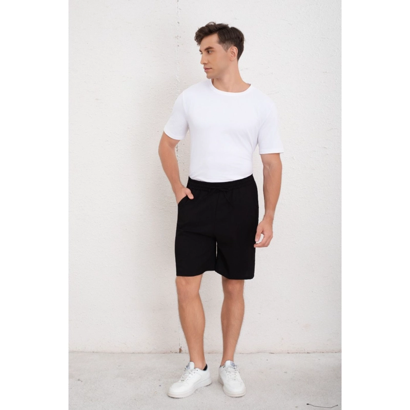 SHORT HOMBRE BERMUDA HOLGADO TIPO LINO PANTALON CORTO CASUAL 7148 - 2