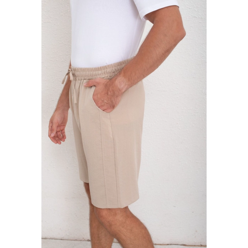 SHORT HOMBRE BERMUDA HOLGADO TIPO LINO PANTALON CORTO CASUAL 7148 - 3