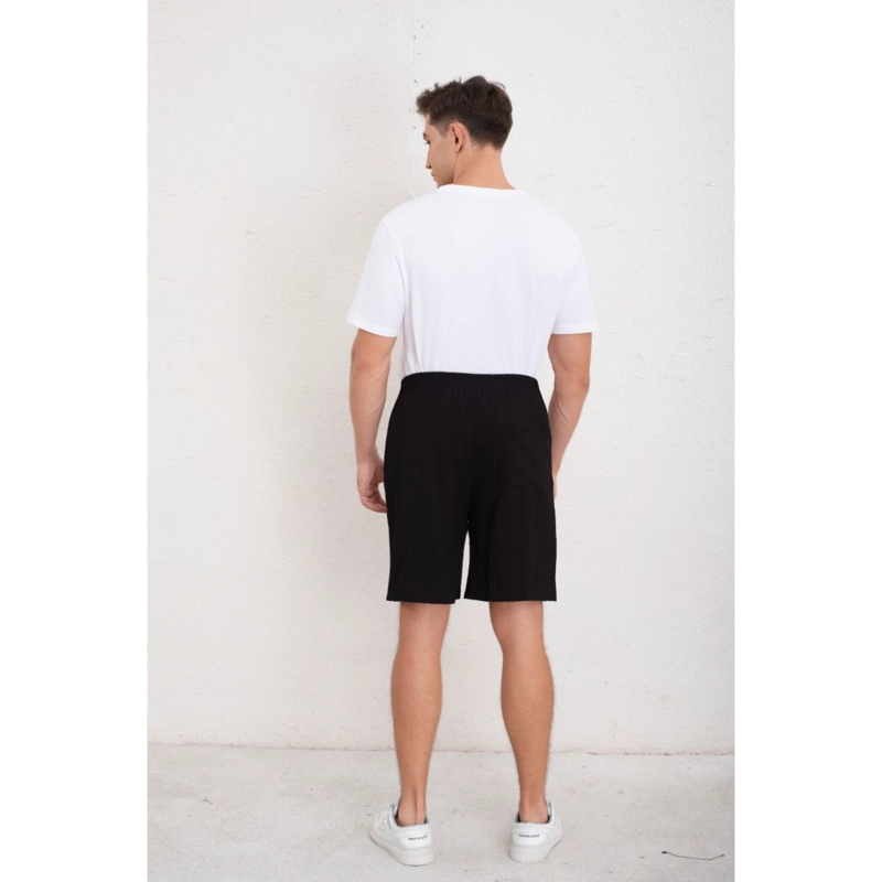 SHORT HOMBRE BERMUDA HOLGADO TIPO LINO PANTALON CORTO CASUAL 7148 - 4