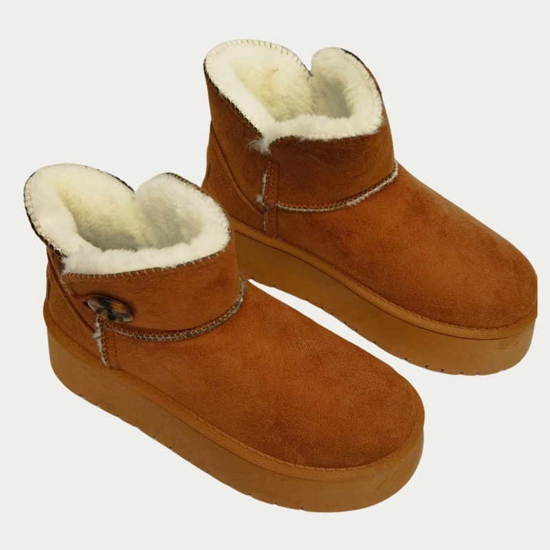 BOTIN CORTO MUJER FORRO INTERIOR CHIPORRO PLATAFORMA CON BOTON 6060 - 1