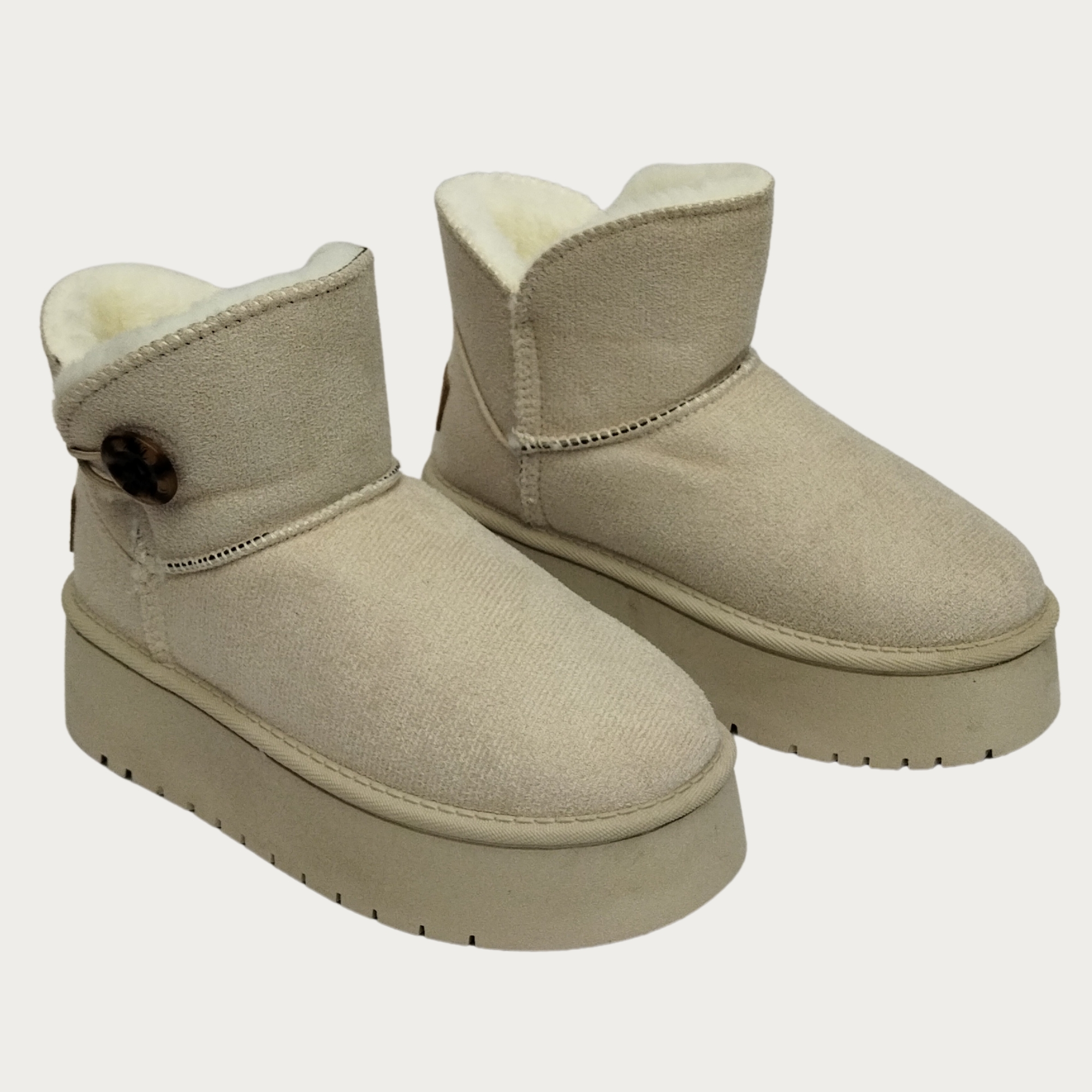 BOTIN CORTO MUJER FORRO INTERIOR CHIPORRO PLATAFORMA CON BOTON 6060 - 1