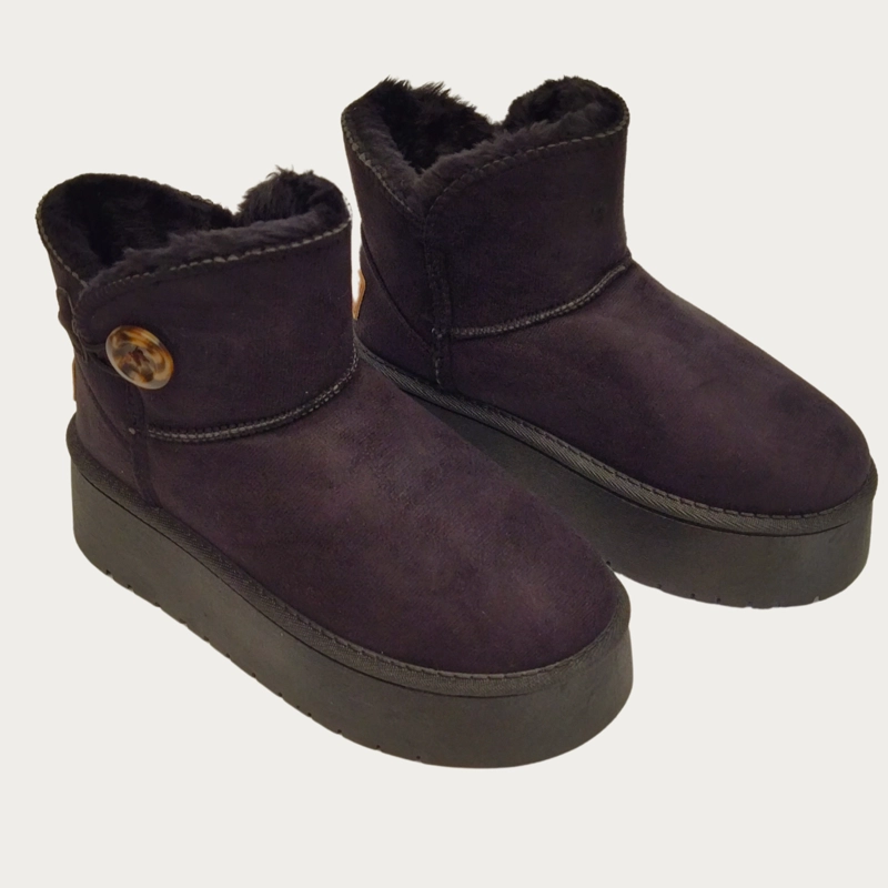 BOTIN CORTO MUJER FORRO INTERIOR CHIPORRO PLATAFORMA CON BOTON 6060 - 1