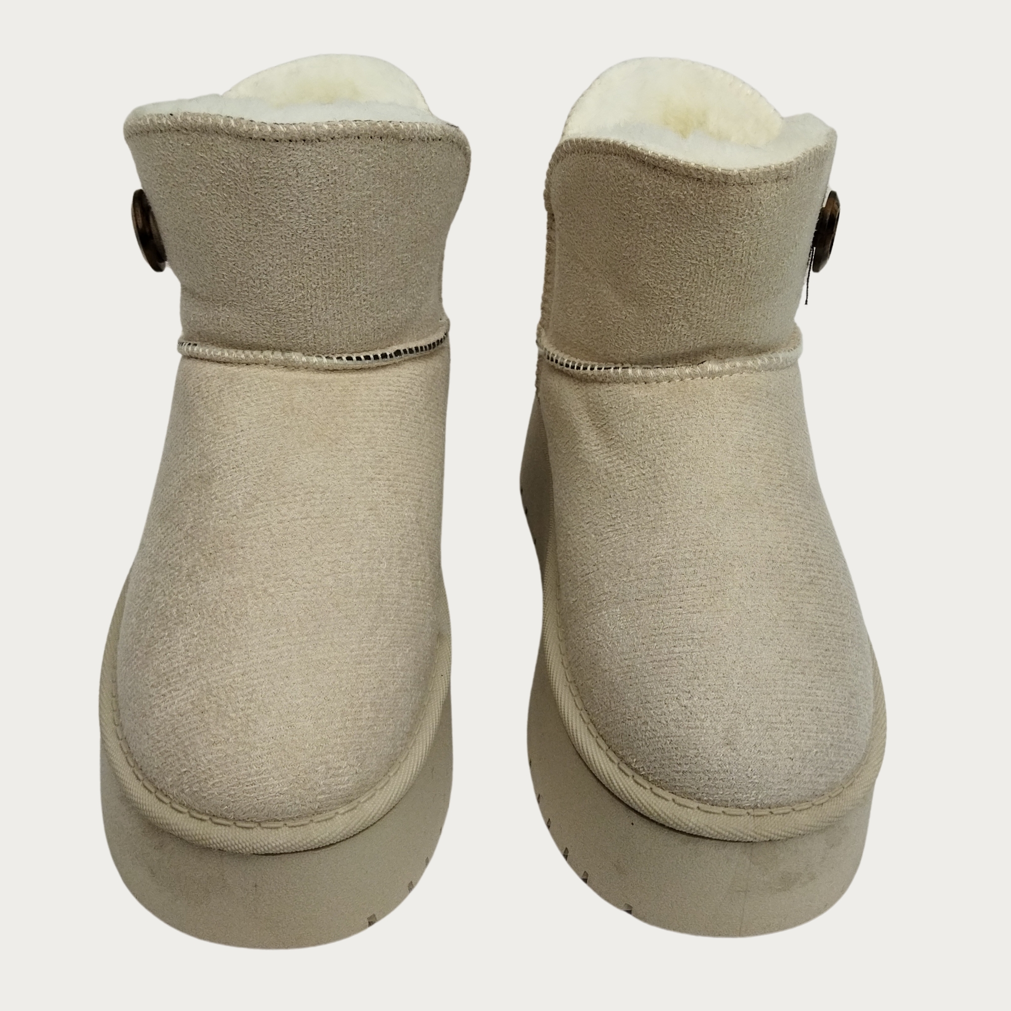 BOTIN CORTO MUJER FORRO INTERIOR CHIPORRO PLATAFORMA CON BOTON 6060 - 2