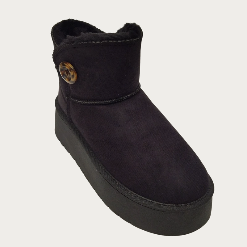 BOTIN CORTO MUJER FORRO INTERIOR CHIPORRO PLATAFORMA CON BOTON 6060 - 4