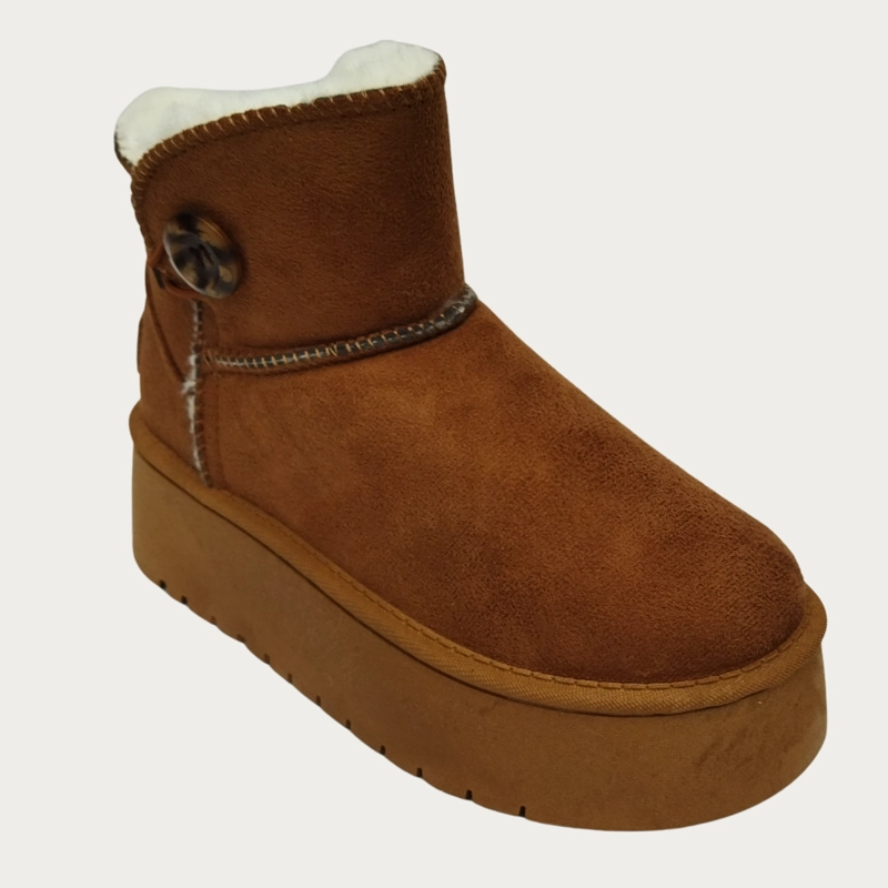 BOTIN CORTO MUJER FORRO INTERIOR CHIPORRO PLATAFORMA CON BOTON 6060 - 5