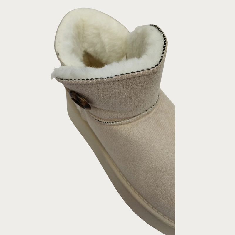 BOTIN CORTO MUJER FORRO INTERIOR CHIPORRO PLATAFORMA CON BOTON 6060 - 6