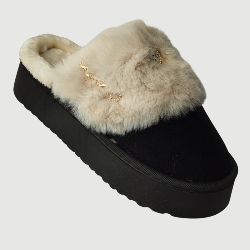 PANTUFLAS MUJER ANTIDESLIZANTE FELPA INVIERNO APLICACIONES QUEEN 4863 - 2
