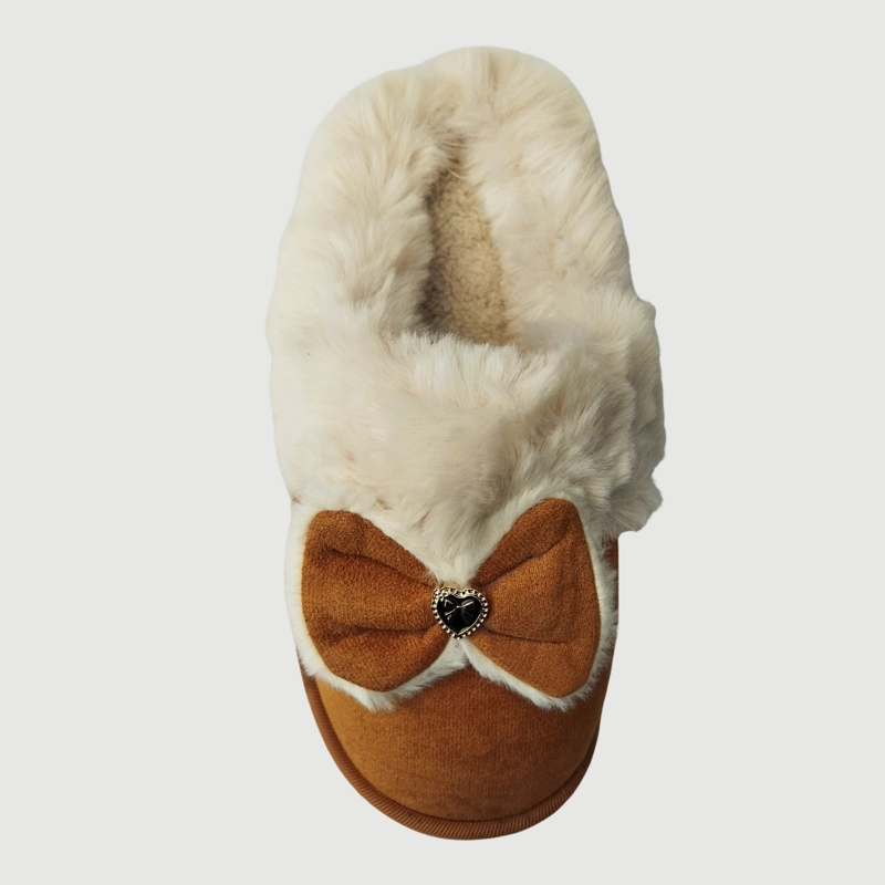 PANTUFLAS MUJER FELPA APLICACION LAZO CORAZON TENDENCIA 4859 - 3