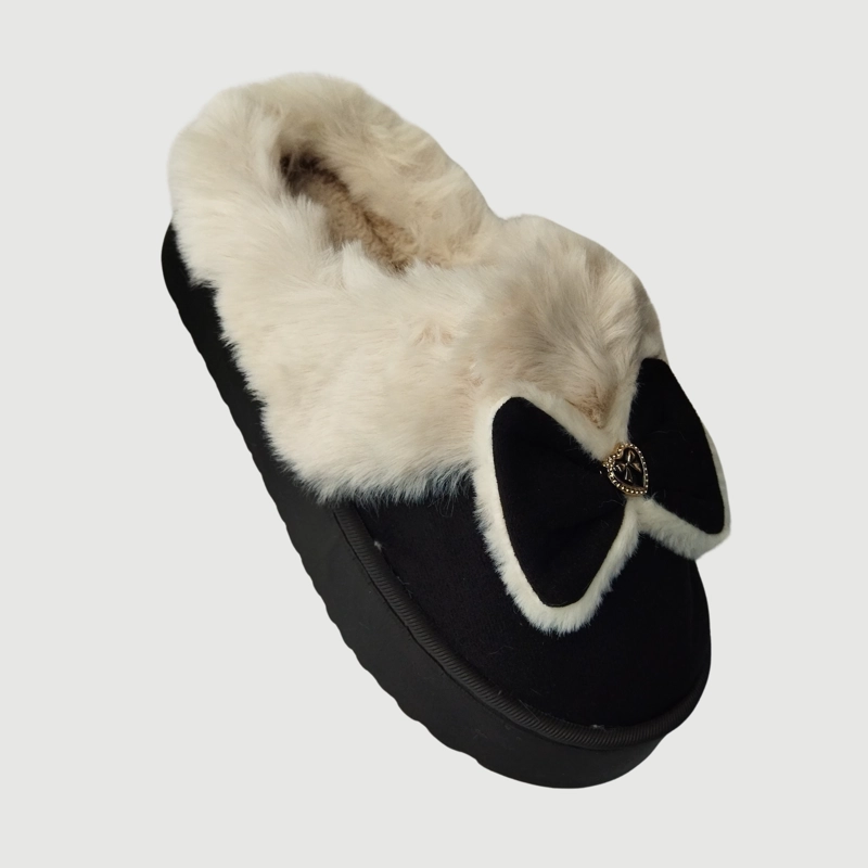 PANTUFLAS MUJER FELPA APLICACION LAZO CORAZON TENDENCIA 4859 - 3
