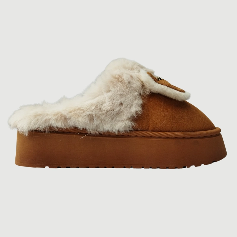 PANTUFLAS MUJER FELPA APLICACION LAZO CORAZON TENDENCIA 4859 - 4