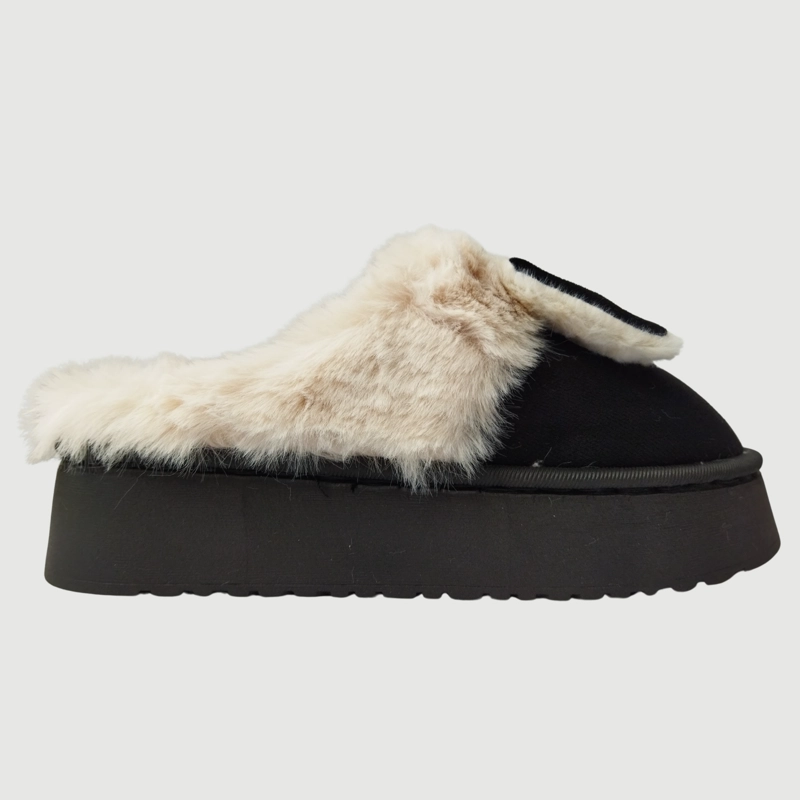 PANTUFLAS MUJER FELPA APLICACION LAZO CORAZON TENDENCIA 4859 - 4
