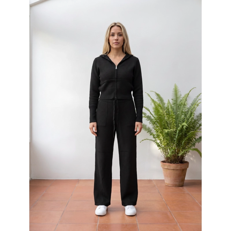 CONJUNTO 2 PIEZAS MUJER TEJIDO LANILLA TEXTURIZADO SWEATER + PANTALON CIERRE 5097 - 1