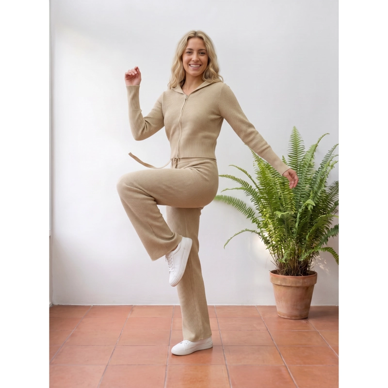 CONJUNTO 2 PIEZAS MUJER TEJIDO LANILLA TEXTURIZADO SWEATER + PANTALON CIERRE 5097 - 2