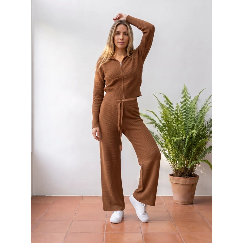 CONJUNTO 2 PIEZAS MUJER TEJIDO LANILLA TEXTURIZADO SWEATER + PANTALON CIERRE 5097 - 3