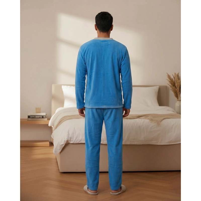 PIJAMA POLAR HOMBRE INVIERNO 2 PIEZAS CALIDAD PREMIUM LISO 4064 - 3