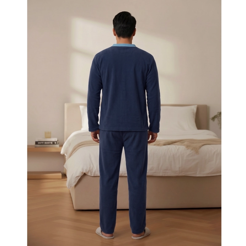 PIJAMA POLAR HOMBRE INVIERNO 2 PIEZAS CALIDAD PREMIUM LISO 4064 - 3